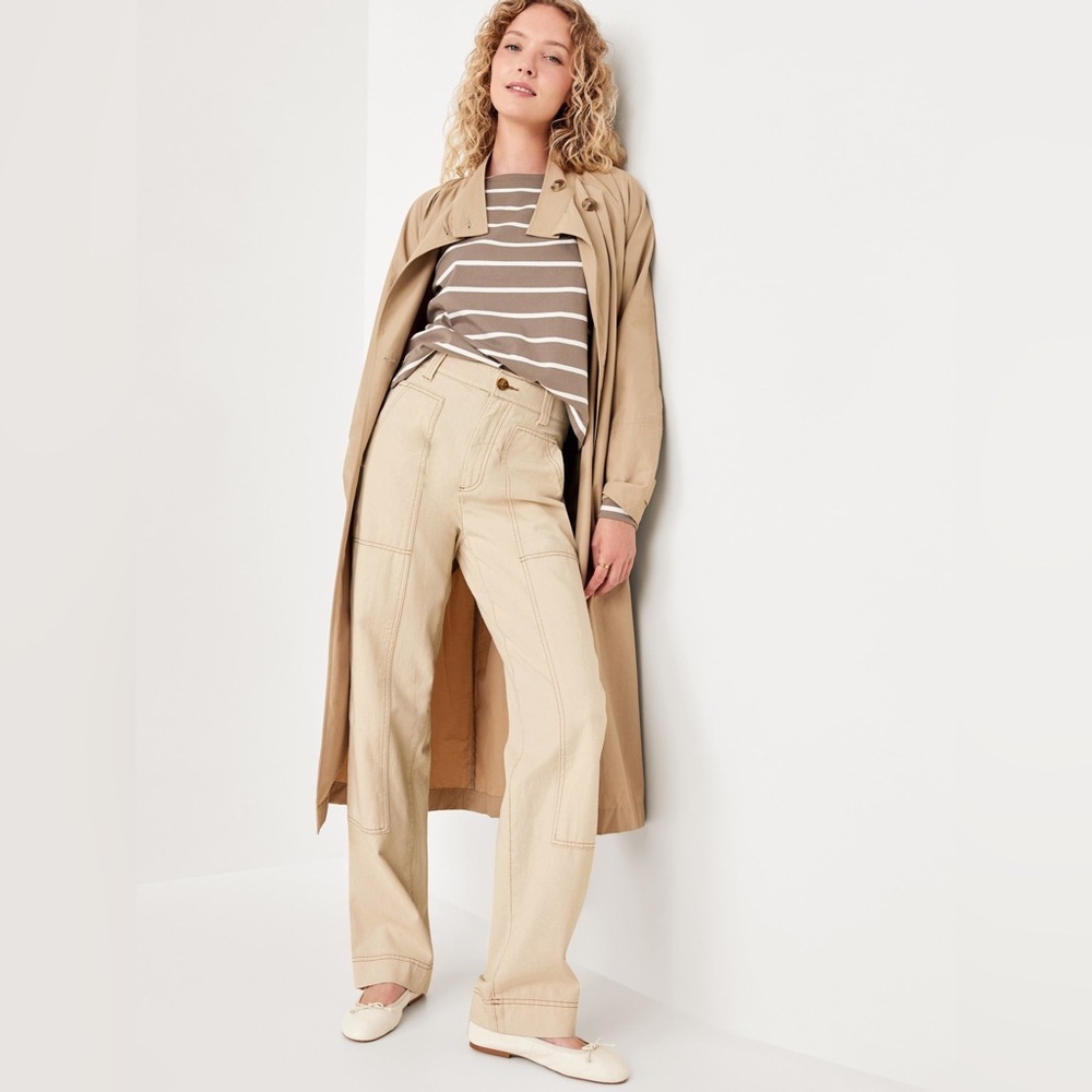 NWT Old Navy Women's Tan Beige Utility high Waisted Pants Trousers 14 - Picture 6 of 10